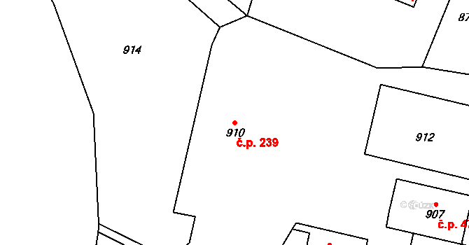 Fryčovice 239 na parcele st. 910 v KÚ Fryčovice, Katastrální mapa