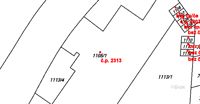 Kladno 2313 na parcele st. 1105/1 v KÚ Kladno, Katastrální mapa