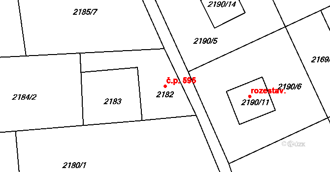 Libušín 595 na parcele st. 2182 v KÚ Libušín, Katastrální mapa