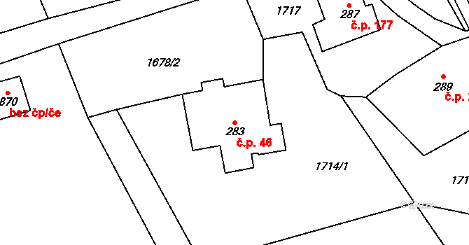 Dolní Rokytnice 46, Rokytnice nad Jizerou na parcele st. 283 v KÚ Dolní Rokytnice, Katastrální mapa