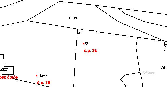 Velký Rapotín 24, Tachov na parcele st. 27 v KÚ Velký Rapotín, Katastrální mapa