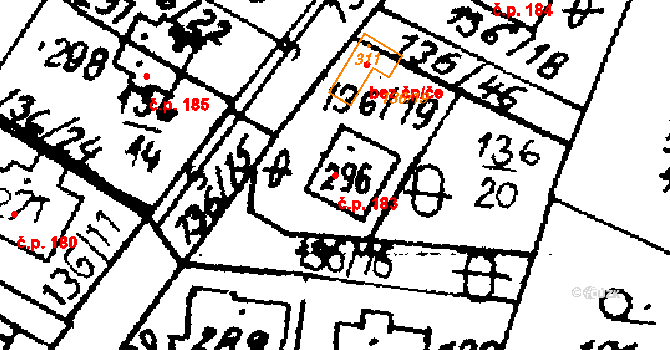 Vraclav 183 na parcele st. 296 v KÚ Vraclav, Katastrální mapa