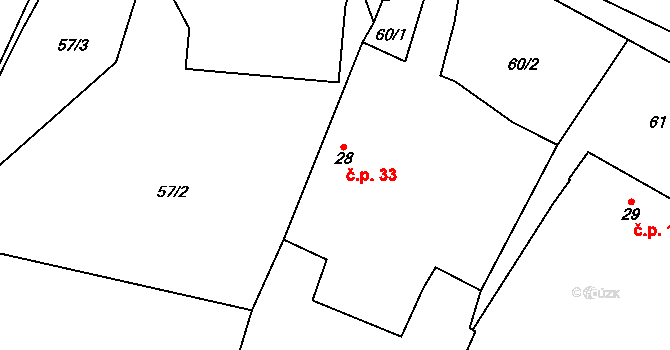 Arneštovice 33 na parcele st. 28 v KÚ Arneštovice, Katastrální mapa