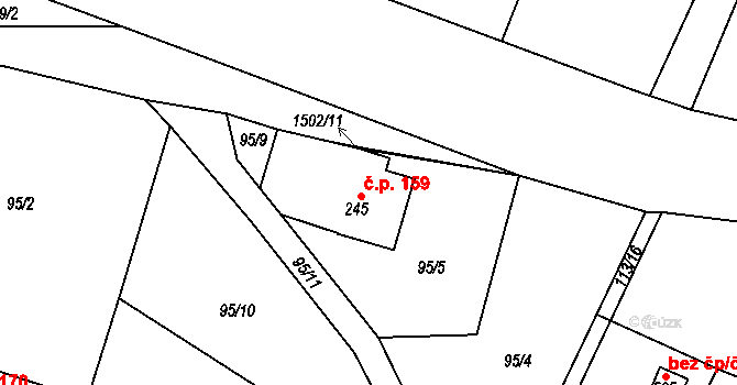 Lubno 159, Frýdlant nad Ostravicí na parcele st. 245 v KÚ Lubno, Katastrální mapa