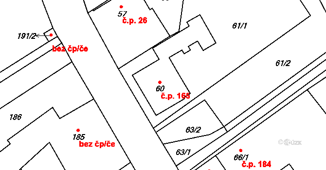 Klikov 165, Suchdol nad Lužnicí na parcele st. 60 v KÚ Klikov, Katastrální mapa
