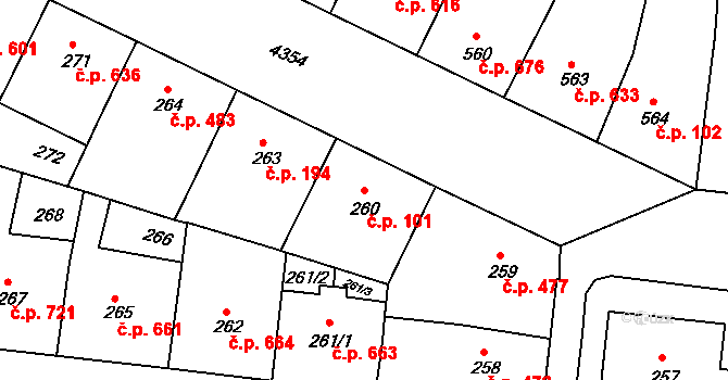 Žižkov 101, Praha na parcele st. 260 v KÚ Žižkov, Katastrální mapa