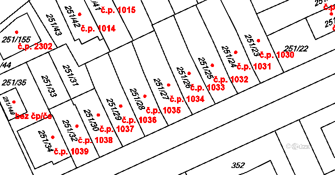 Chodov 1034, Praha na parcele st. 251/27 v KÚ Chodov, Katastrální mapa
