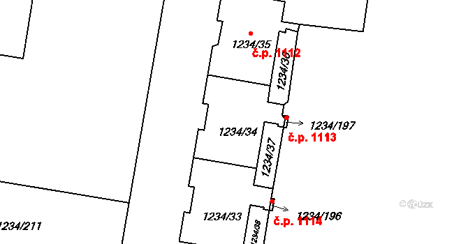 Řepy 1113, Praha na parcele st. 1234/34 v KÚ Řepy, Katastrální mapa