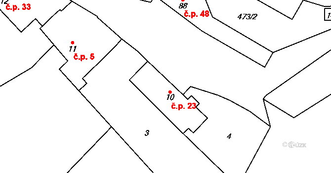 Černín 23, Zdice na parcele st. 10 v KÚ Černín u Zdic, Katastrální mapa