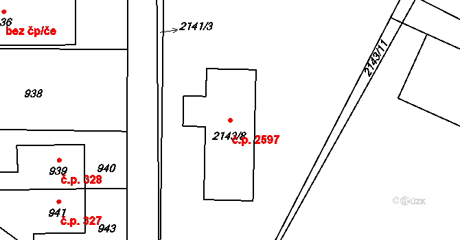 Předměstí 2597, Opava na parcele st. 2143/8 v KÚ Opava-Předměstí, Katastrální mapa
