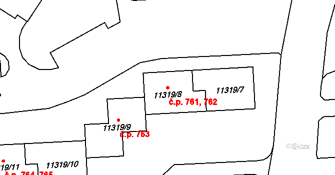 Severní Předměstí 761,762, Plzeň na parcele st. 11319/7 v KÚ Plzeň, Katastrální mapa