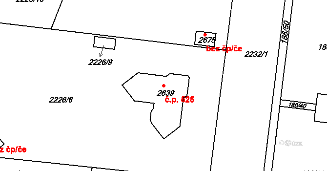 Litice 525, Plzeň na parcele st. 2639 v KÚ Litice u Plzně, Katastrální mapa