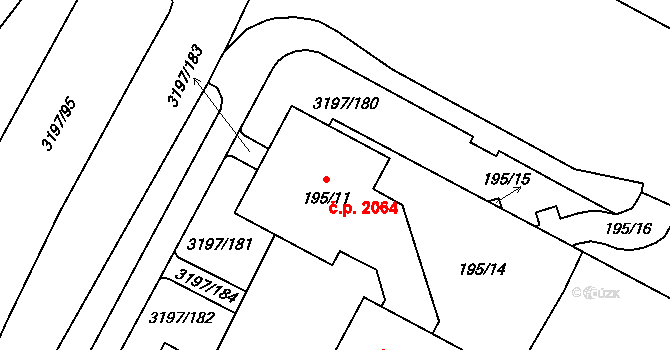 Bolevec 2064, Plzeň na parcele st. 195/11 v KÚ Bolevec, Katastrální mapa