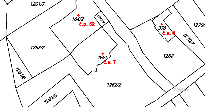 Martinice 7, Proseč na parcele st. 164/1 v KÚ Martinice u Skutče, Katastrální mapa