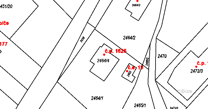 Kuřim 1625 na parcele st. 2464/4 v KÚ Kuřim, Katastrální mapa