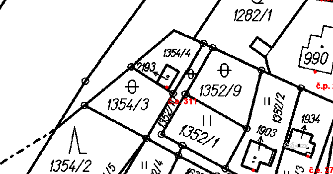 Čeladná 311 na parcele st. 2193 v KÚ Čeladná, Katastrální mapa