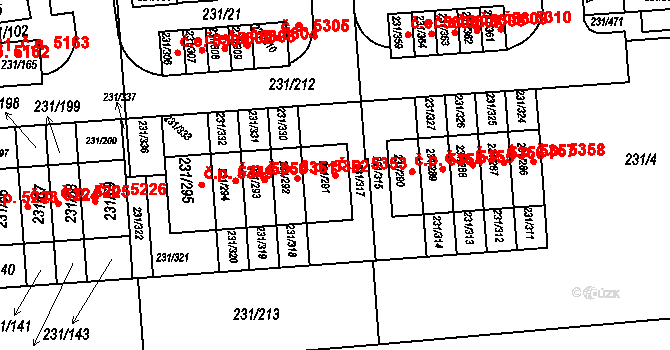 Helenín 5353, Jihlava na parcele st. 231/291 v KÚ Helenín, Katastrální mapa