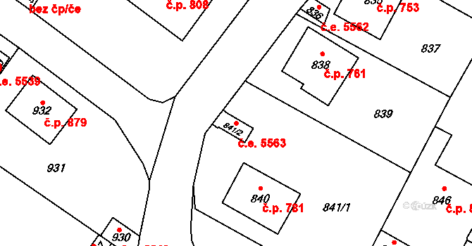 Kadaň 5563 na parcele st. 841/2 v KÚ Kadaň, Katastrální mapa