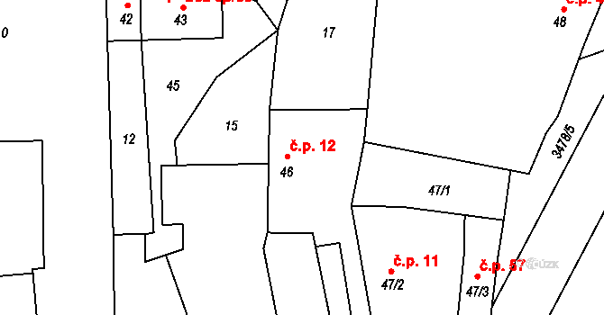 Jeníkov 12, Čechtice na parcele st. 46 v KÚ Jeníkov u Vlašimi, Katastrální mapa