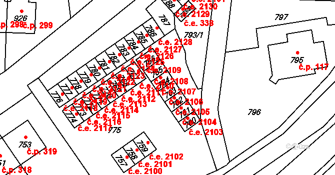 Mariánské Údolí 2106, Hlubočky na parcele st. 763 v KÚ Hlubočky, Katastrální mapa