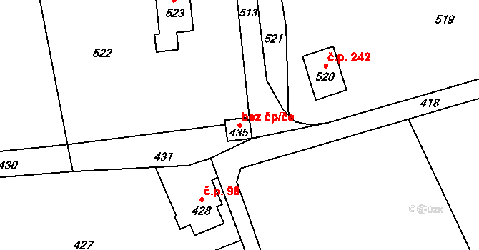 Ústí nad Labem 38837340 na parcele st. 435 v KÚ Vaňov, Katastrální mapa