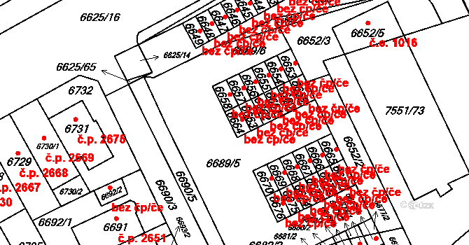 Brno 39485340 na parcele st. 6664 v KÚ Židenice, Katastrální mapa