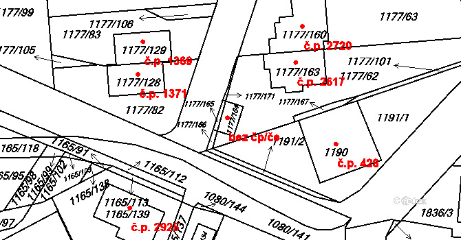 Praha 43135340 na parcele st. 1177/164 v KÚ Stodůlky, Katastrální mapa