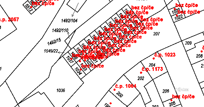 Kladno 44379340 na parcele st. 1030 v KÚ Kročehlavy, Katastrální mapa