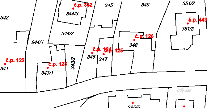 Malé Hoštice 125, Opava na parcele st. 347 v KÚ Malé Hoštice, Katastrální mapa