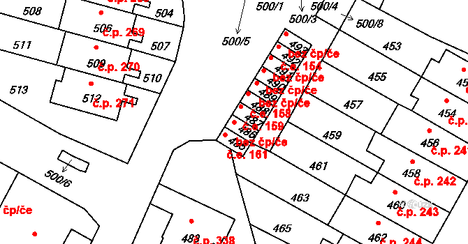 Jihlava 44501340 na parcele st. 486 v KÚ Horní Kosov, Katastrální mapa