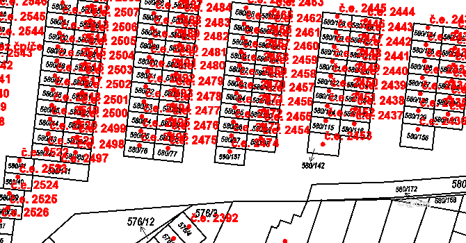 Bludovice 2472, Havířov na parcele st. 580/96 v KÚ Bludovice, Katastrální mapa