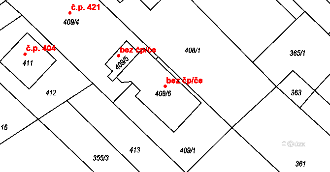 Telnice 46057340 na parcele st. 409/6 v KÚ Telnice u Brna, Katastrální mapa