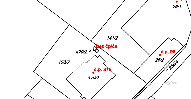 Třinec 46341340 na parcele st. 470/2 v KÚ Nebory, Katastrální mapa