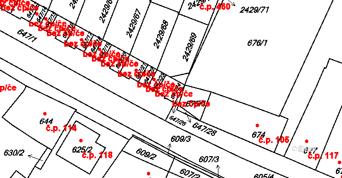 Dačice 47504340 na parcele st. 647/24 v KÚ Dačice, Katastrální mapa