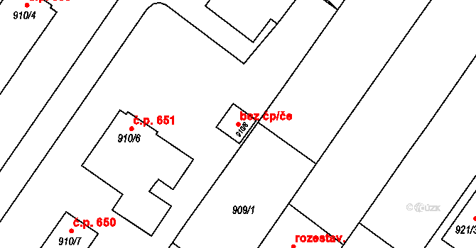 Lednice 49321340 na parcele st. 910/8 v KÚ Lednice na Moravě, Katastrální mapa