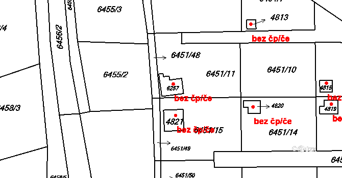 Žatec 49865340 na parcele st. 6257 v KÚ Žatec, Katastrální mapa