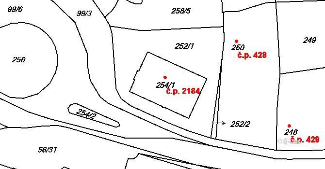 Tachov 2184 na parcele st. 254/1 v KÚ Tachov, Katastrální mapa
