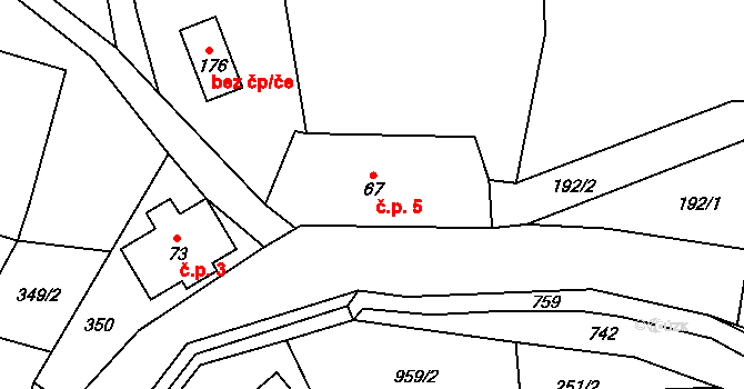 Herbortice 5, Cotkytle na parcele st. 67 v KÚ Herbortice, Katastrální mapa