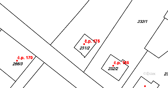 Osvračín 175 na parcele st. 231/2 v KÚ Osvračín, Katastrální mapa