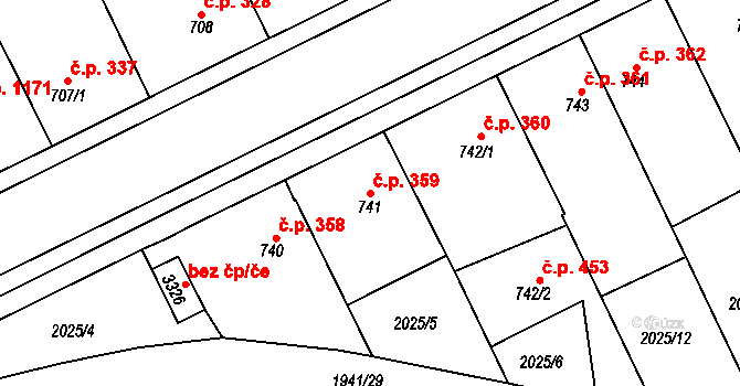 Sušice II 359, Sušice na parcele st. 741 v KÚ Sušice nad Otavou, Katastrální mapa