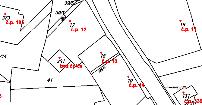 Malá Skalice 13, Česká Skalice na parcele st. 18 v KÚ Malá Skalice, Katastrální mapa