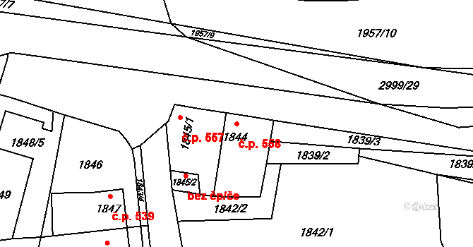 Mohelnice 558 na parcele st. 1844 v KÚ Mohelnice, Katastrální mapa