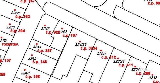 Žabovřesky 3234, Brno na parcele st. 3240/1 v KÚ Žabovřesky, Katastrální mapa