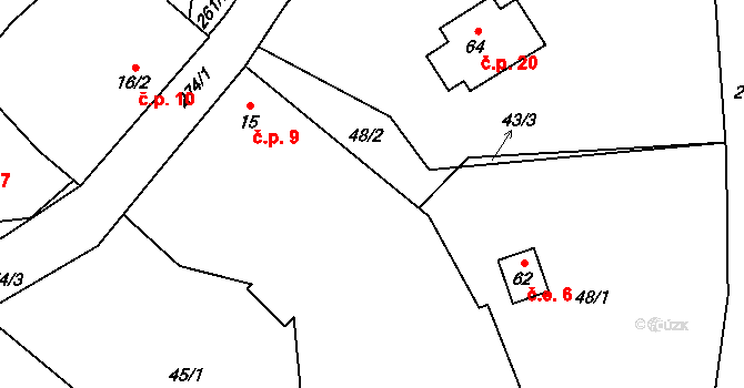 Chuchel 9, Jeřišno na parcele st. 15 v KÚ Chuchel, Katastrální mapa