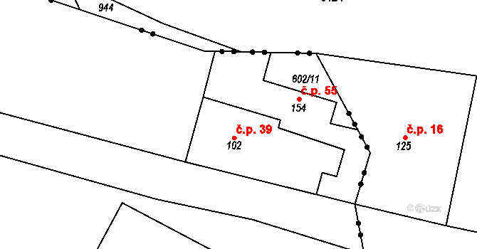 Mrzkovice 39, Světlá nad Sázavou na parcele st. 102 v KÚ Mrzkovice, Katastrální mapa