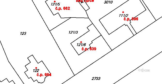 Dobruška 639 na parcele st. 121/6 v KÚ Dobruška, Katastrální mapa