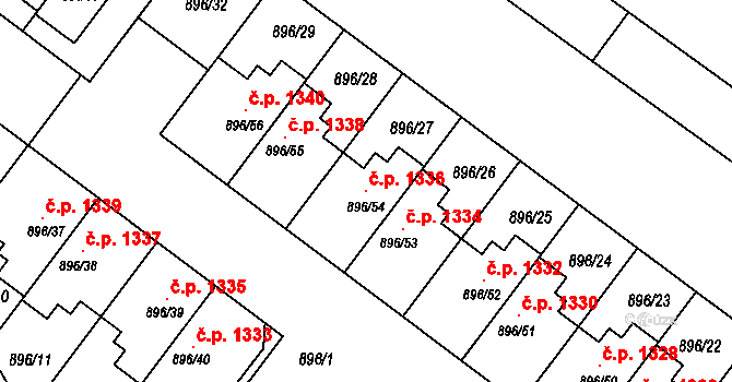 Svatobořice 1336, Svatobořice-Mistřín na parcele st. 896/54 v KÚ Svatobořice, Katastrální mapa