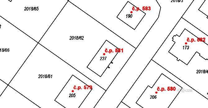 Chlupice 581, Hostěradice na parcele st. 237 v KÚ Chlupice, Katastrální mapa