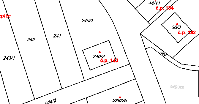 Přerov VIII-Henčlov 143, Přerov na parcele st. 240/2 v KÚ Henčlov, Katastrální mapa