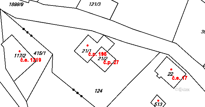 Horní Maxov 27, Lučany nad Nisou na parcele st. 21/2 v KÚ Horní Maxov, Katastrální mapa
